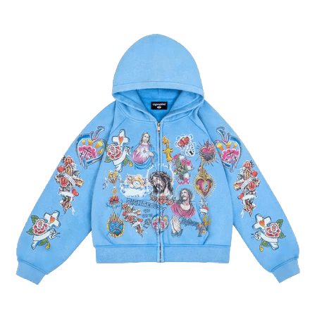 Righteous Risen King Zip Up Hoodie Blue