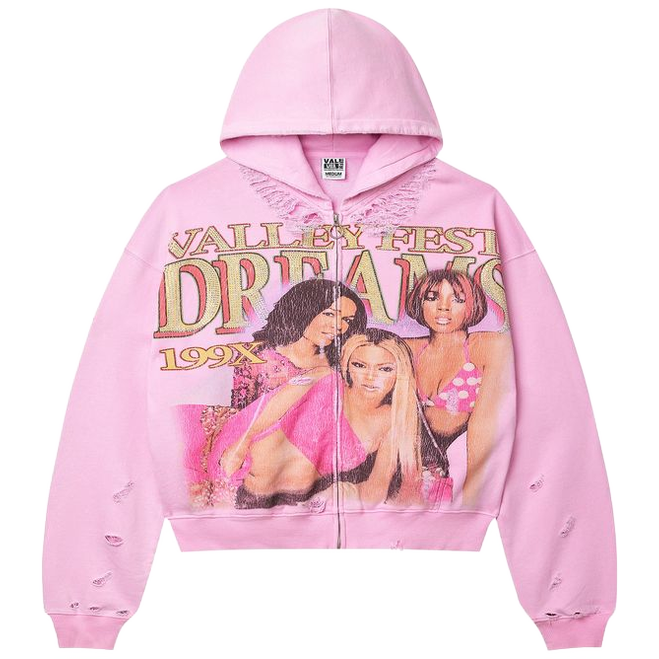 Vale Forever Dreams Zip Up Bling Hoodie 'Pink'