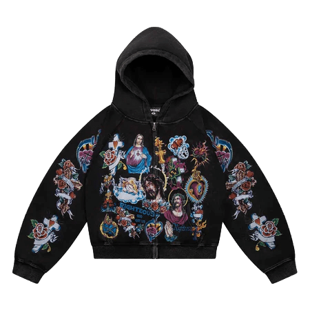 Righteous Risen King Zip Up Hoodie Black