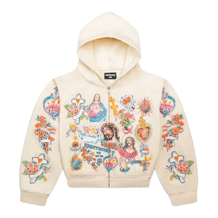 Righteous Risen King Zip Up Hoodie Cream