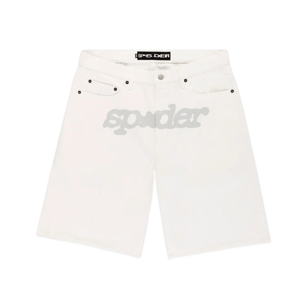 SP5DER White Denim Shorts
