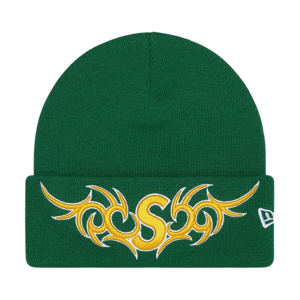 Supreme New Era Tribal S Logo Beanie Green