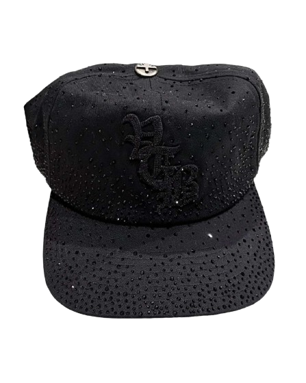 Vertabrae Obsidian Rhinestone Snapback Black