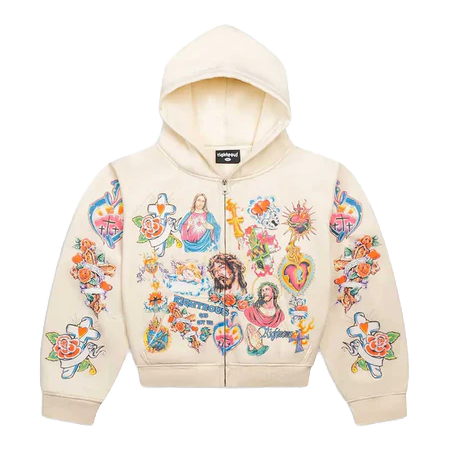 Righteous Risen King Zip Up Hoodie Cream
