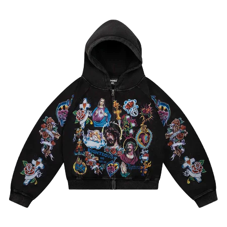 Righteous Risen King Zip Up Hoodie Black