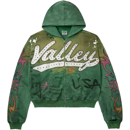 Vale Forever 'Inferno' Green Zip Up Hoodie