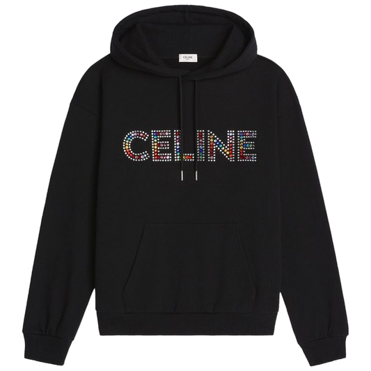 CELINE Rhinestones Hoodie 'Black/Multicolor'