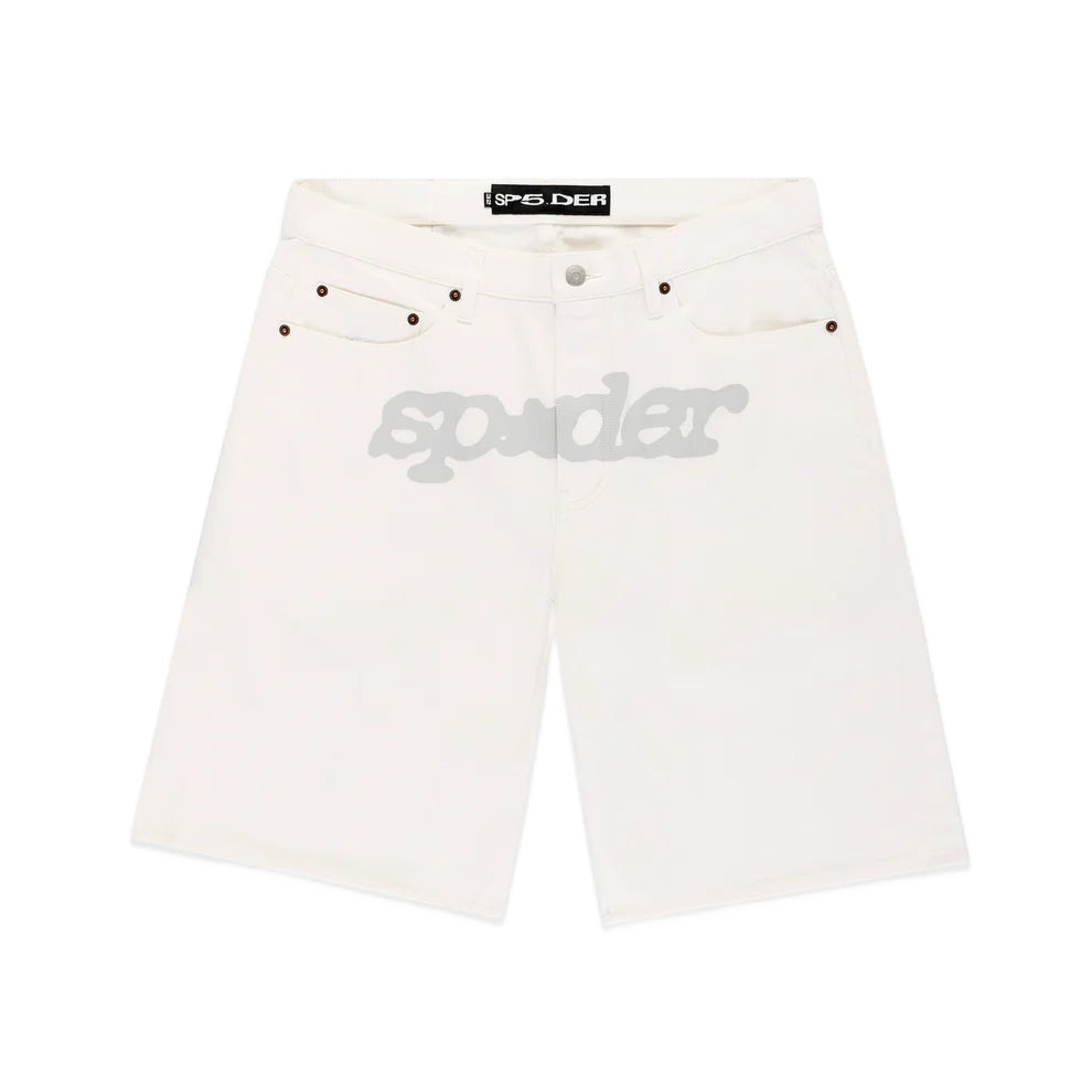 SP5DER White Denim Shorts