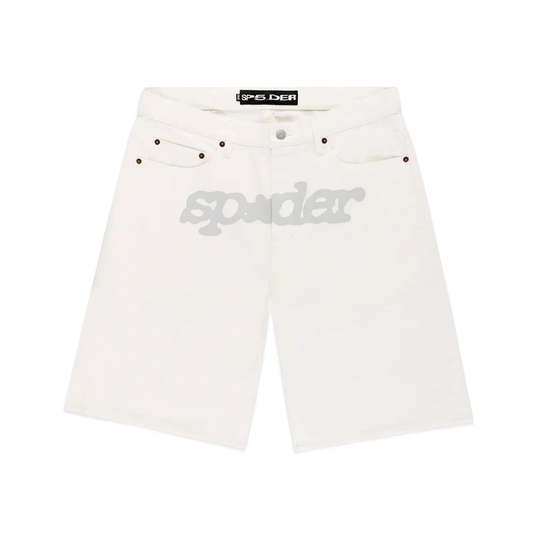 SP5DER White Denim Shorts