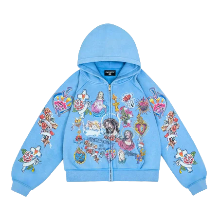 Righteous Risen King Zip Up Hoodie Blue