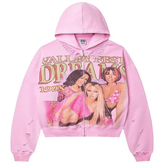 Vale Forever Dreams Zip Up Bling Hoodie 'Pink'